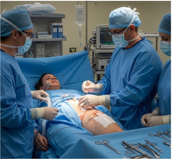 Foto: Spalthauttransplantation zur Deckung von Hautdefekten