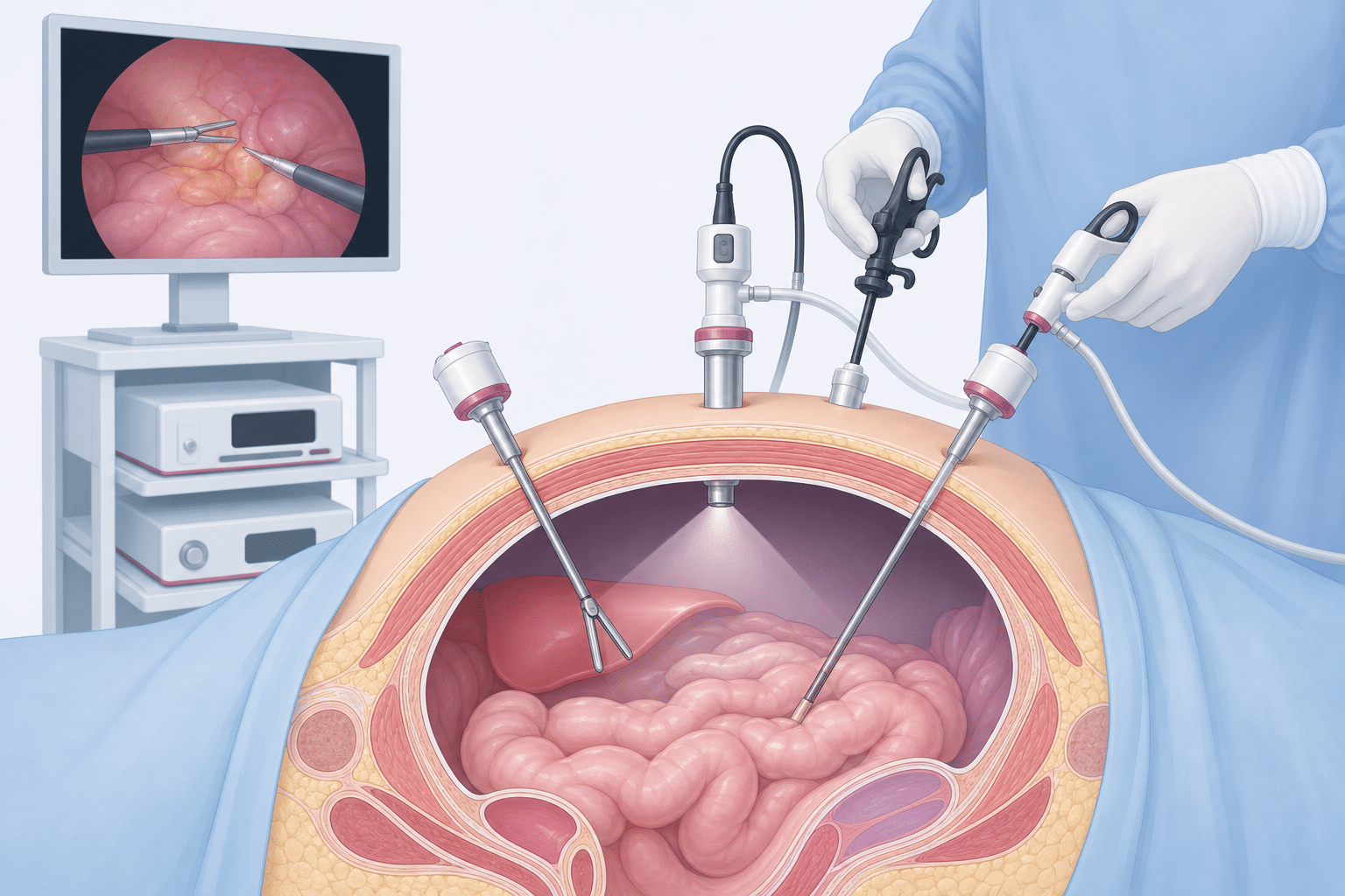 Arzt erklärt Patientin mögliche Komplikationen nach einer minimal-invasiven Behandlung