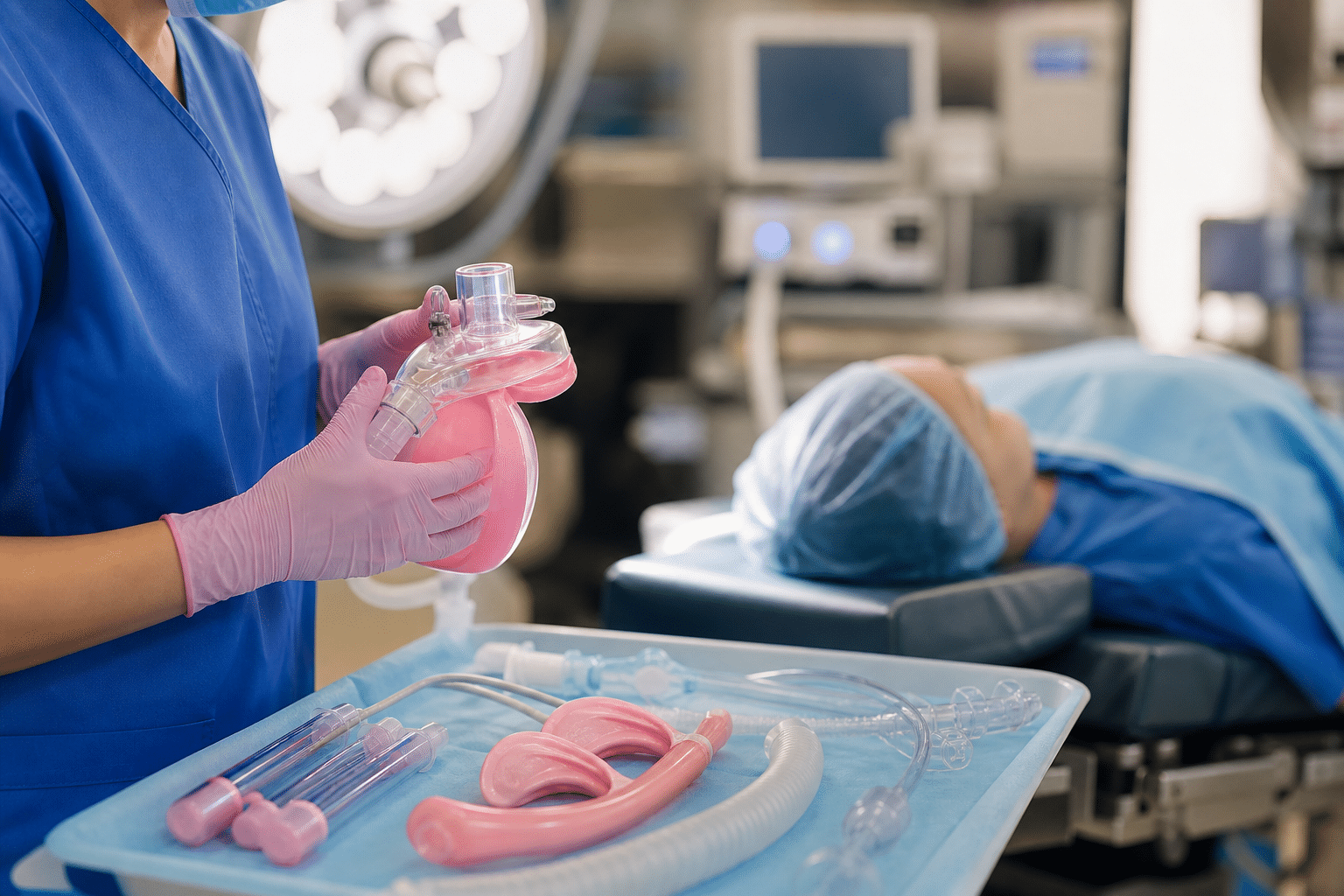 Darstellung des Atemwegs mit Laryngoskop: Blick auf Epiglottis und Glottis bei verschiedenen Cormack-Lehane-Graden