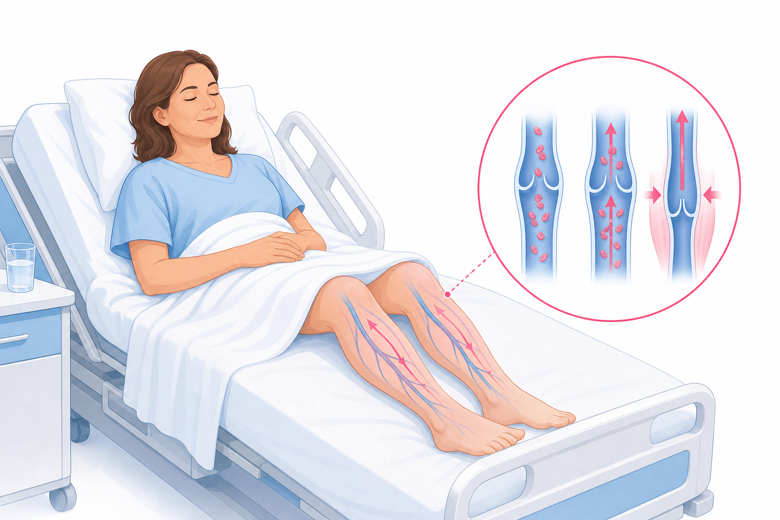 Schaubild: Thrombose und Embolie als Komplikation nach Schönheitsoperationen, Entstehung, Symptome und Prophylaxe im Überblick